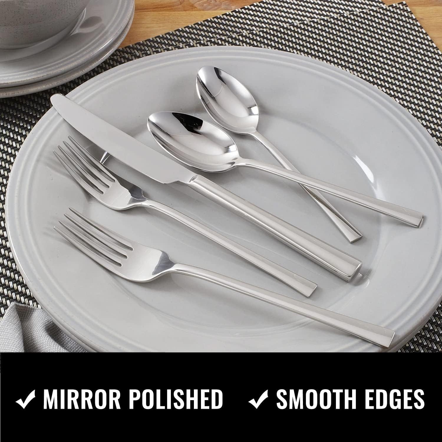 funito 24 piece silverware set for 4, stainless steel flatware cutlery set, kitchen utensils set, tableware set for home kitchen restaurant hotel, includes knives forks spoons, dishwasher safe