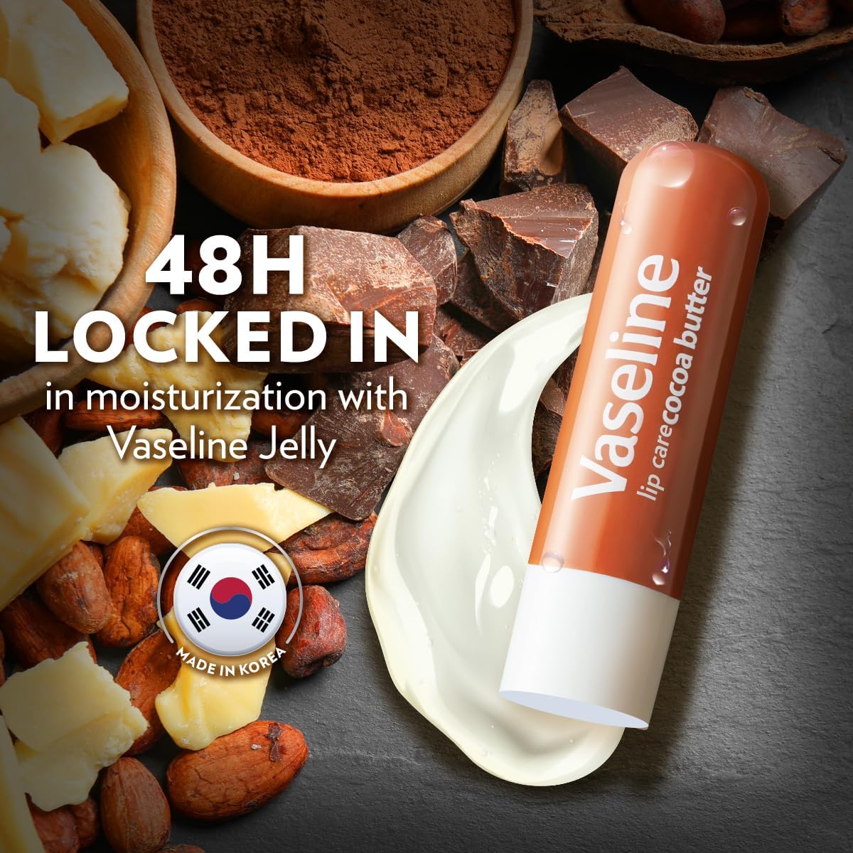 vaseline lip therapy cocoa butter lip balm with pure jelly| cocoa butter & shea butter for soft & glowing lips| nourishes & protects lips| non greasy lip moisturizer for naturally tinted lips| 4.8 gm