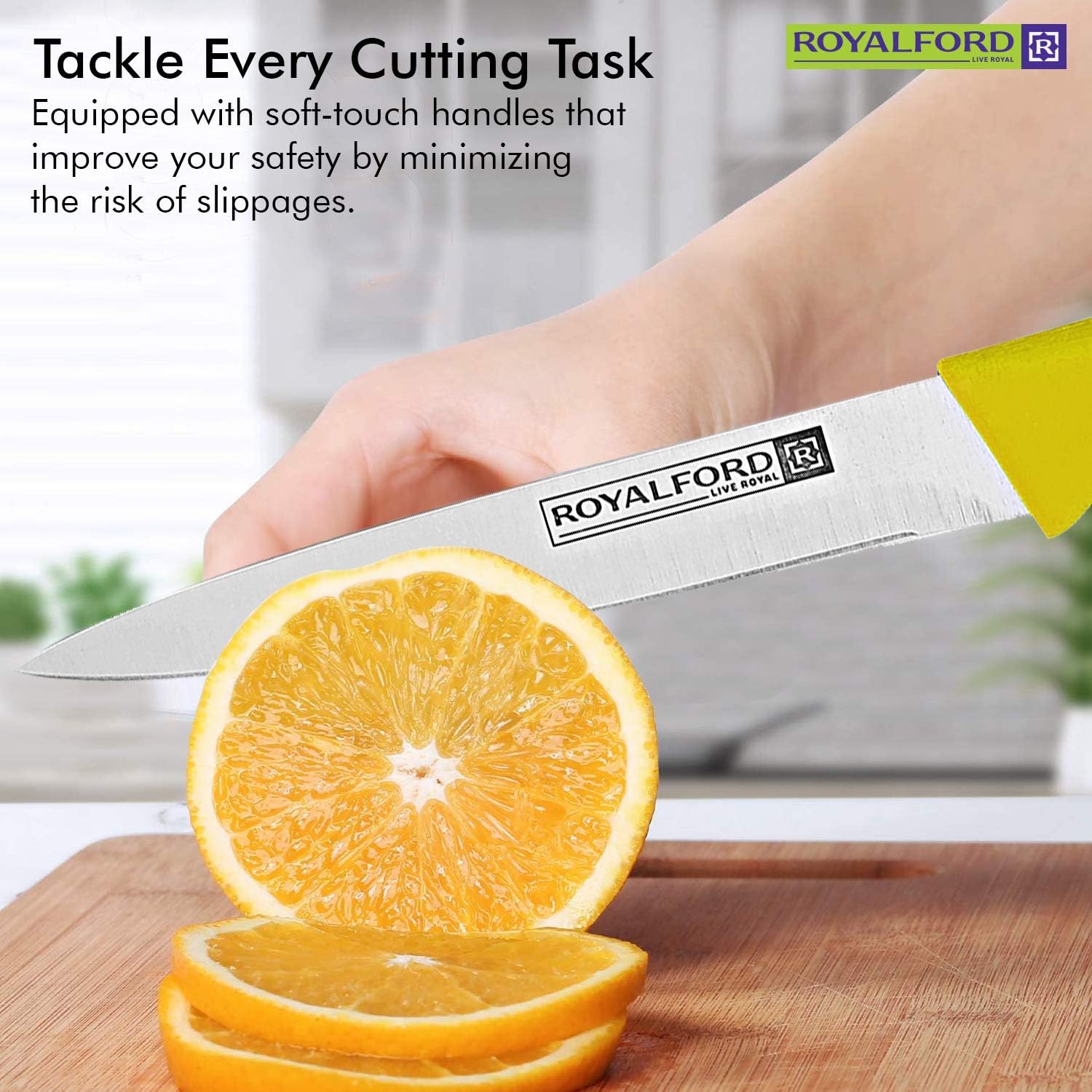 royalford stainless steel blade utility knife (3pcs) stainless steel razor sharp blades ultra sharp cooking knives, perfect for carving & chopping best kitchen gift for cooking lovers & chefs