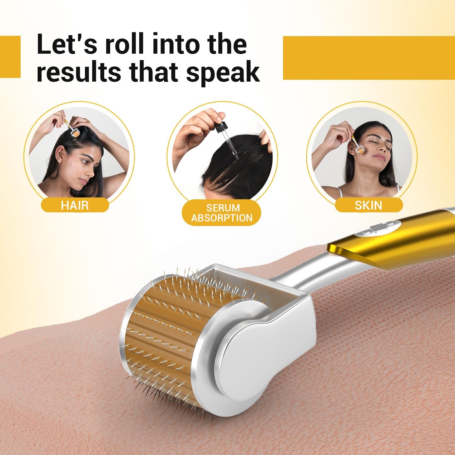 sotrue professional derma roller for hair growth 1 mm with 192 stainless steel needles | repairs damaged hair, activates hair follicles | for hair fall & hair thickening | reduces acne scars | safe &