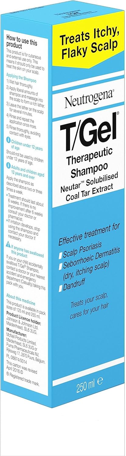 neutrogena t/gel therapeutic shampoo treatment for scalp psoriasis, itching scalp and dandruff, 250 ml, 250 ml (pack of 1)
