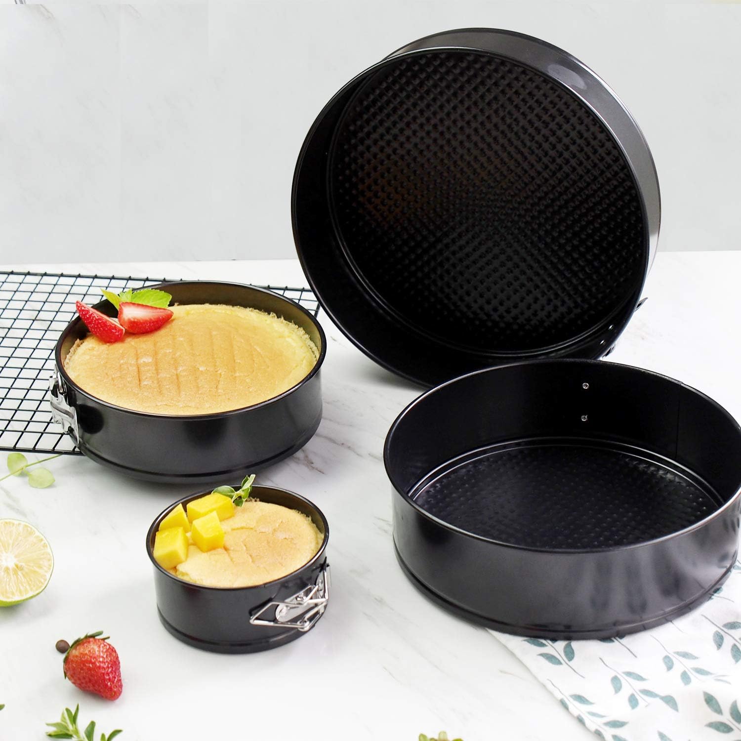 bewave springform cake pan set nonstick leakproof 4 pcs 10/18/23/25cm baking pan bakeware shaped cakes cheesecake pan