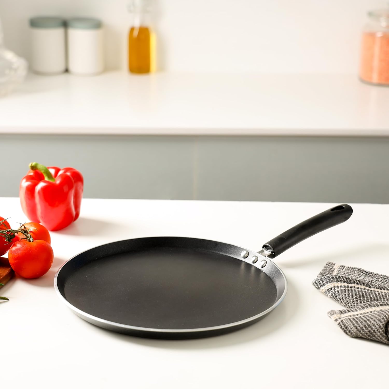 royalford non stick dosa tawa 3 layer coating hammer tone coated base 3mm thick | comfortable handle pmpo free | ideal for dosa, crepes, roti, paratha, pancakes & more