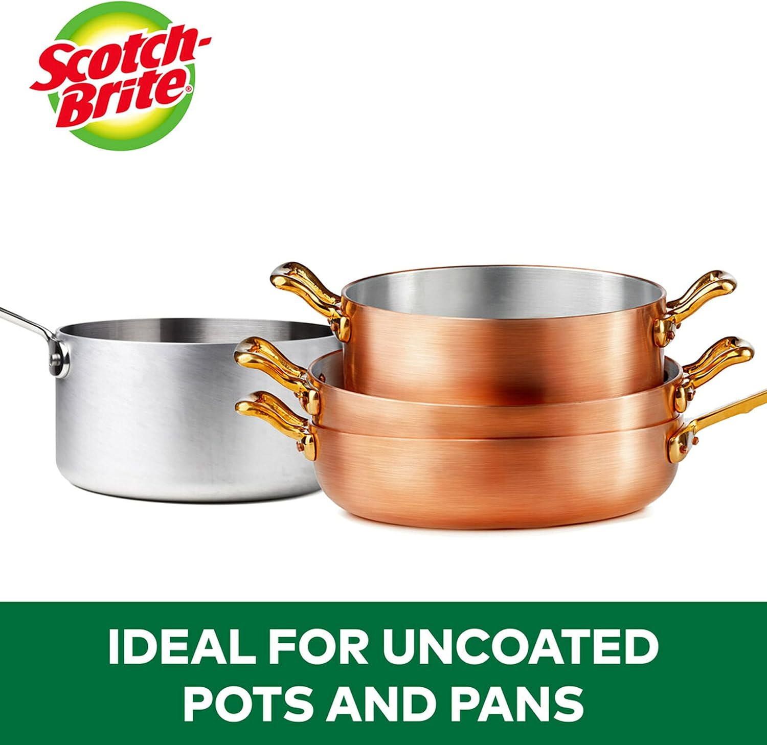 scotch brite stainless steel metal spiral scrub sponge, 6 pieces/pack | ideal for cast iron pans | powerful scrubbing | hard cleaning | kitchen sponge | scrub | kitchen, garage, outdoor