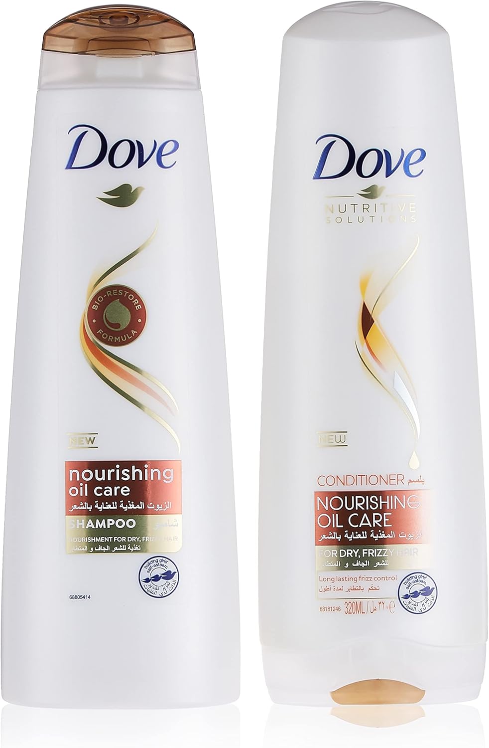 dove shampoo nourishing oil care, nourishing care for up to 100% smoother hair, 400ml + conditioner, 320ml