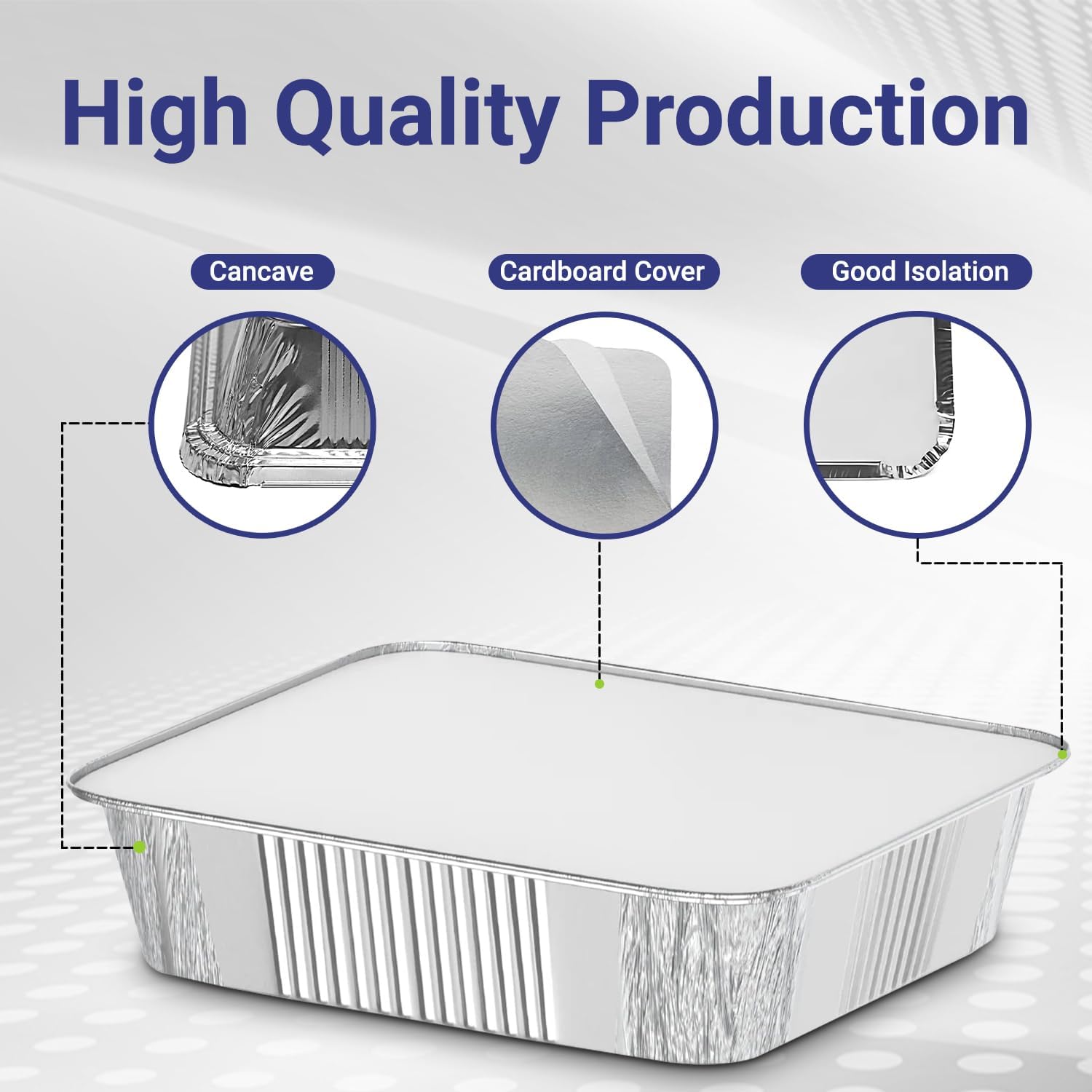disposable aluminium rectangle containers 1850ml with lids heavy duty aluminum foil trays containers with board lids for cooking, roasting, baking pack of 20 pieces.