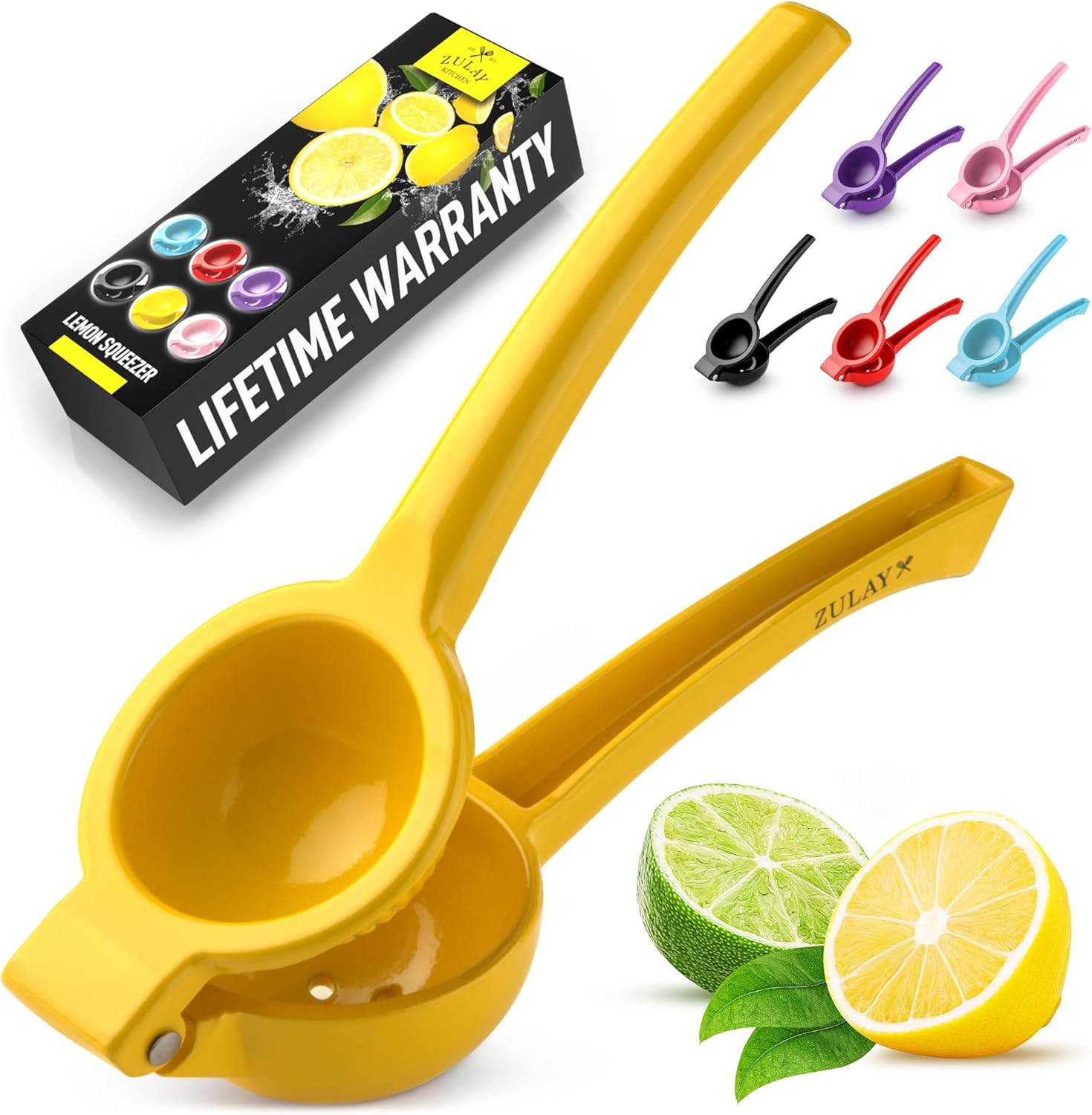 zulay kitchen metal lemon squeezer durable citrus juicer manual press for extracting the most juice possible