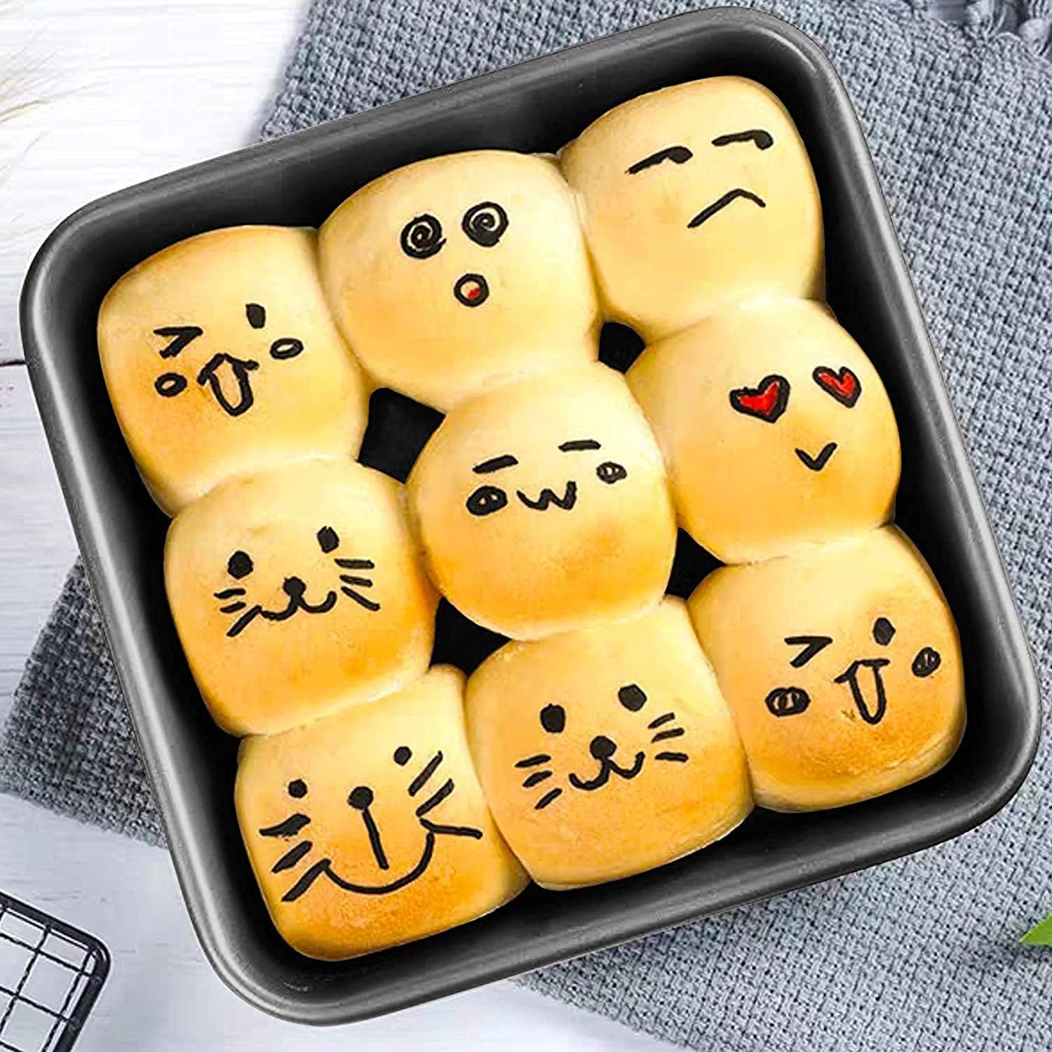 tini 8 inch chef's classic nonstick bakeware square cake pan, roasting pan & brownie pan(black)