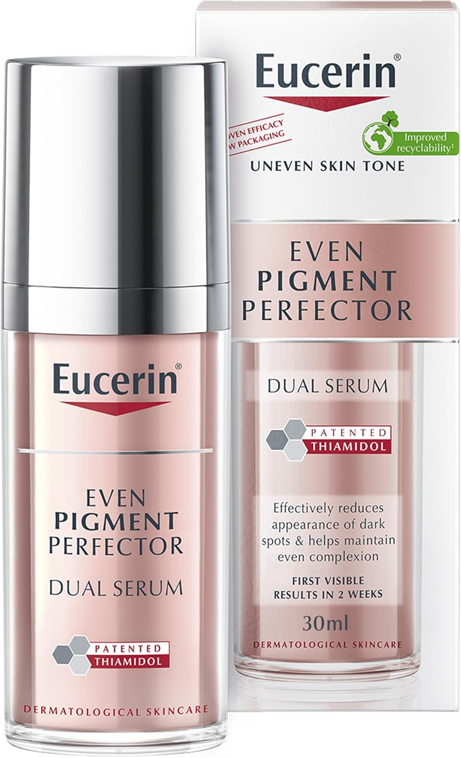 eucerin even pigment perfector dual face serum cream, reduces spots, plumps up wrinkles, refines skin texture, suitable for all skin types, 30ml