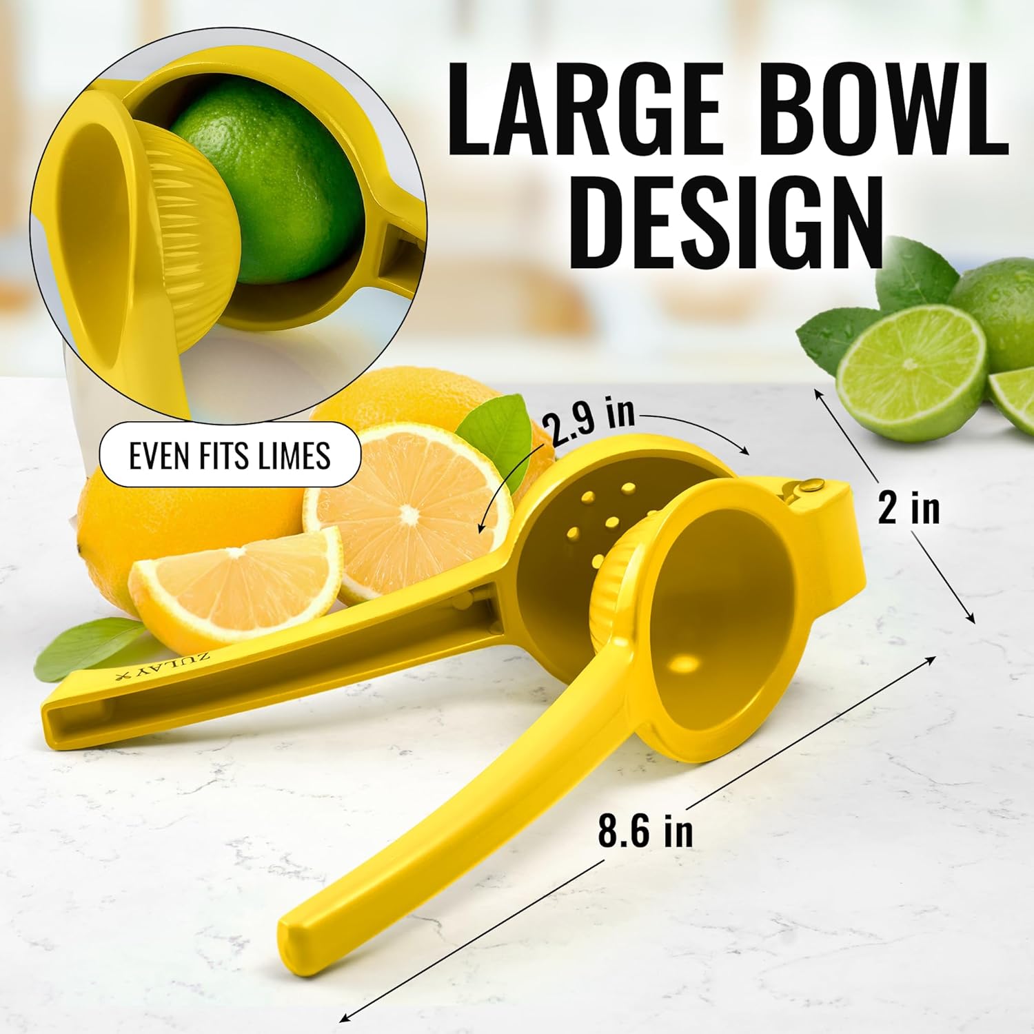 zulay kitchen metal lemon squeezer durable citrus juicer manual press for extracting the most juice possible