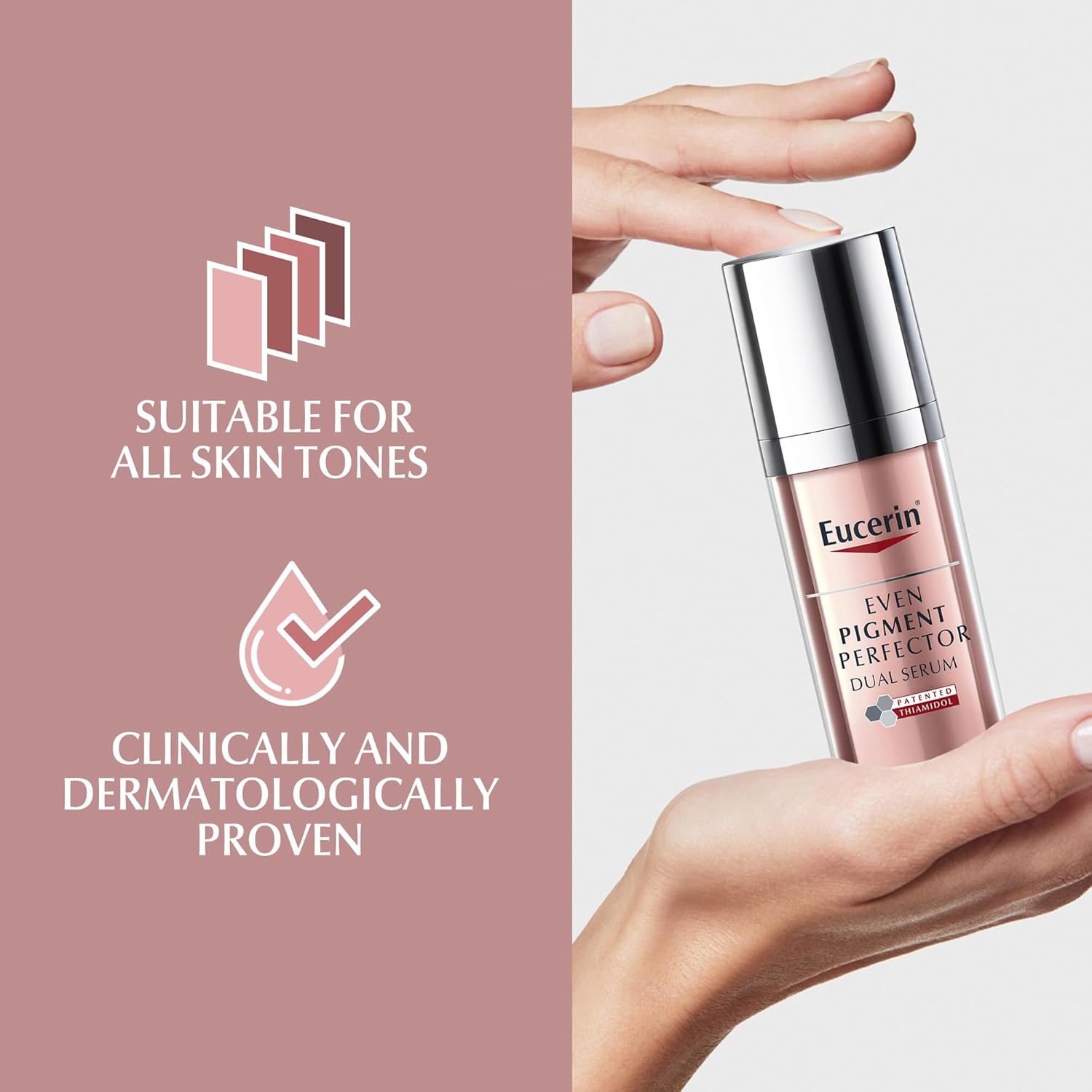 eucerin even pigment perfector dual face serum cream, reduces spots, plumps up wrinkles, refines skin texture, suitable for all skin types, 30ml