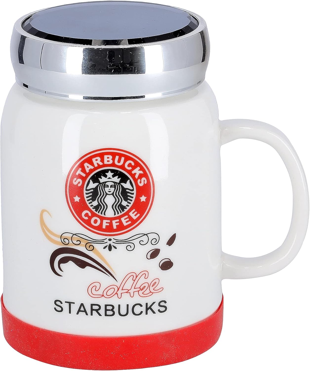 delcasa 14oz traveling mug with lid | large coffee & tea mug | traditional extra large coffee/tea mug, thick wall small portable mug | comfortable handle | ideal for hot & cold drinks