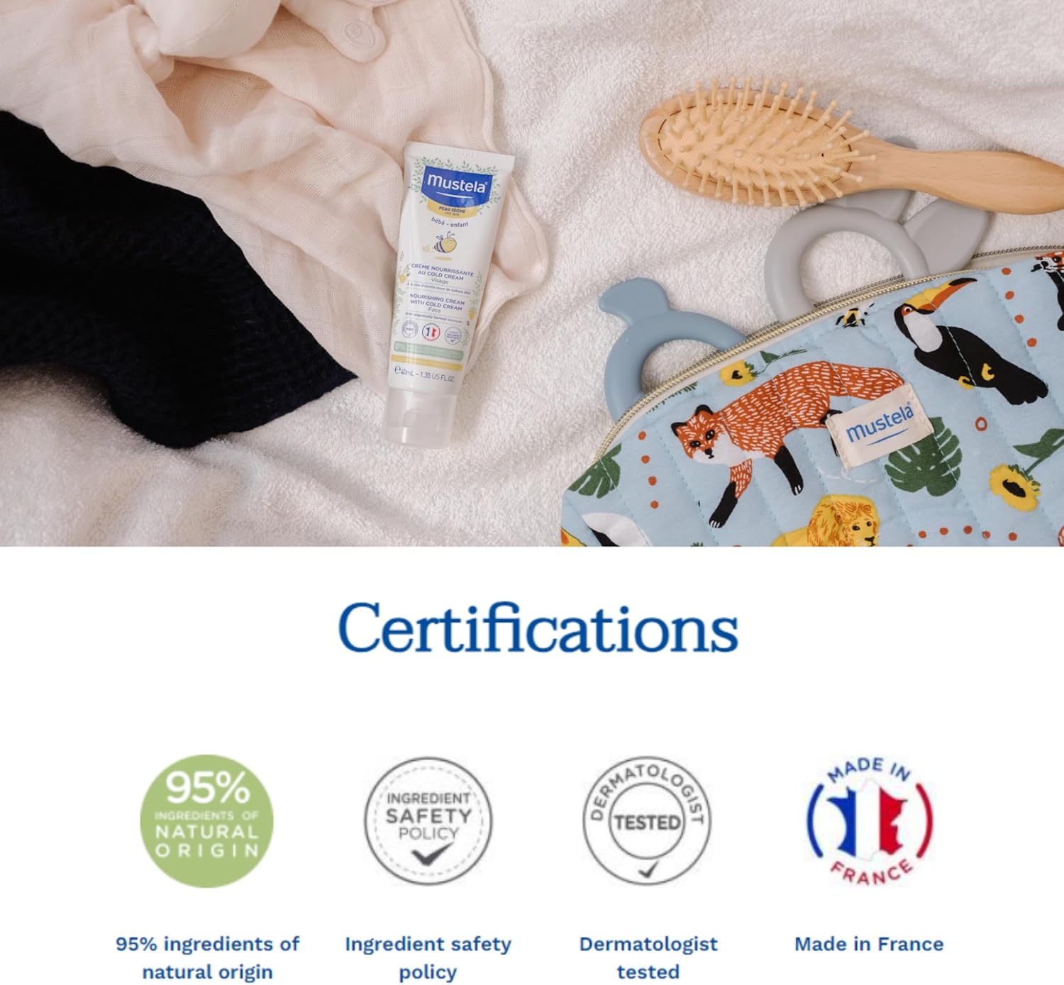 mustela baby nourishing face cream – daily moisturizer for dry skin with natural avocado, cold cream & beeswax 40ml