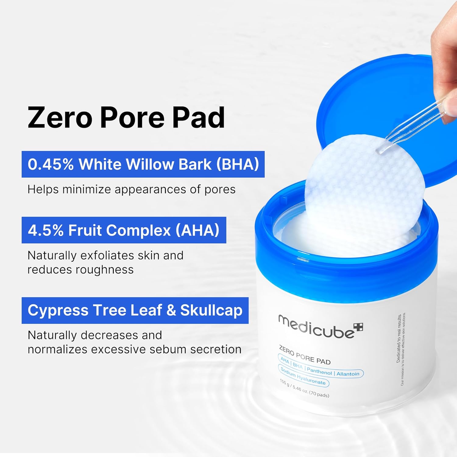 medicube zero pore pad 2.0 | 70 sheets | aha+bha pore + acne care | gentle exfoliating & peeling | no sulfates & parabens