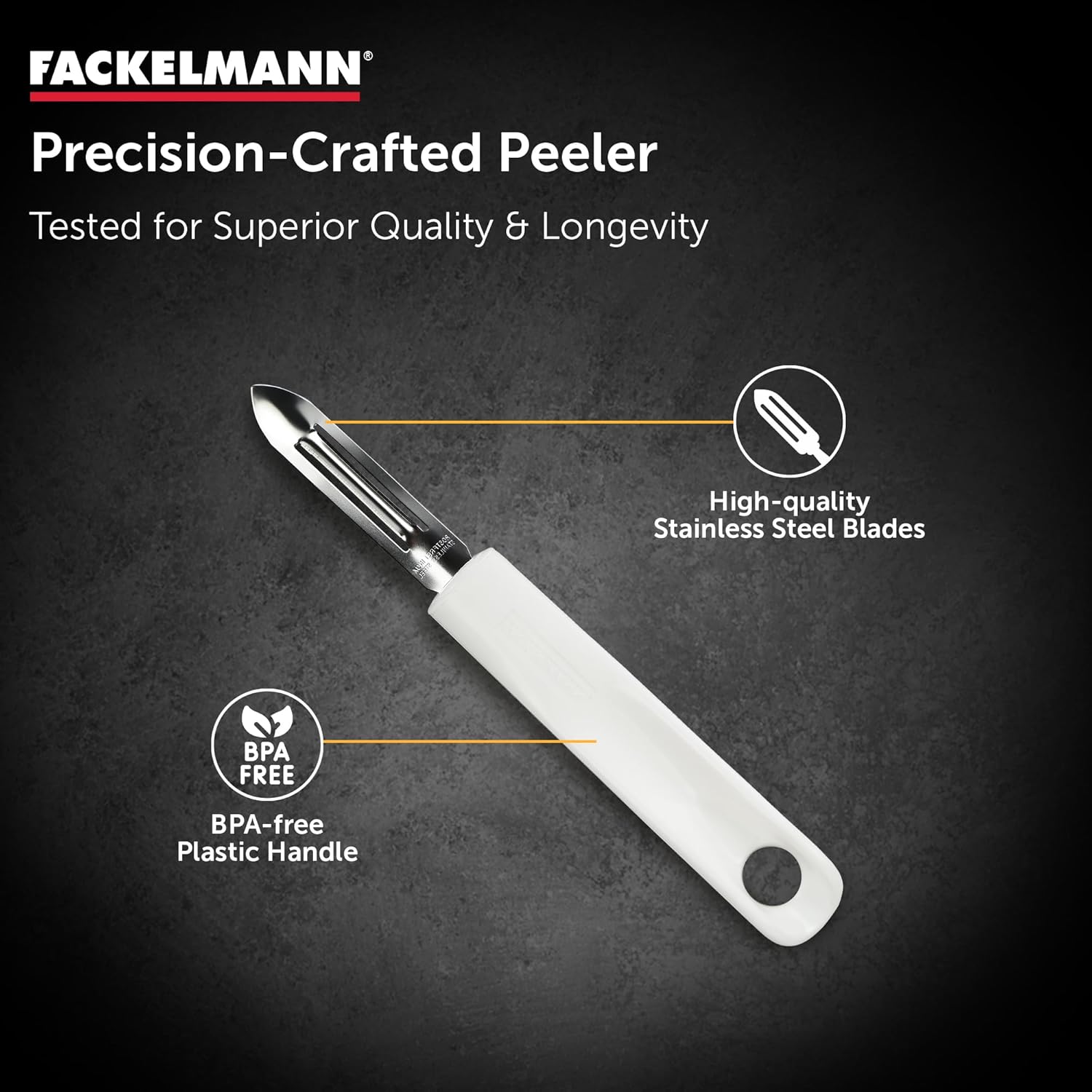 fackelmann arcad vegetable peeler, white/silver, fkl.kg49215
