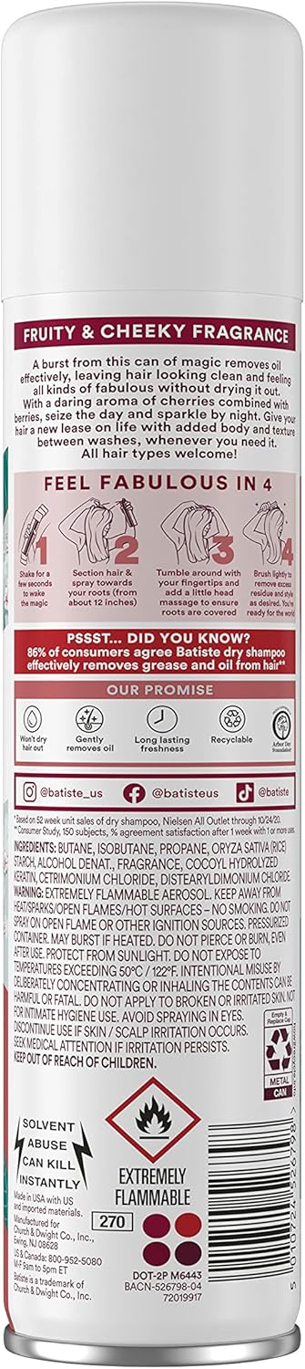 batiste dry shampoo, cherry, 6.73 ounce (2 pack)