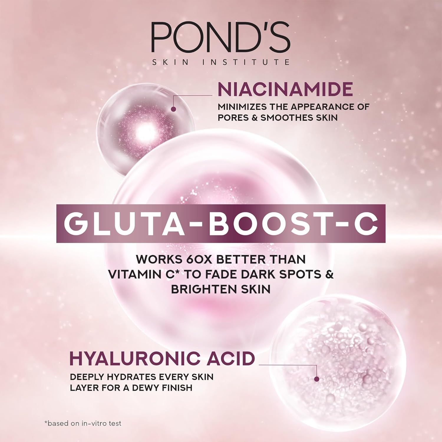 pond's bright beauty triple glow serum, with niacinamide and hyaluronic acid, 30g