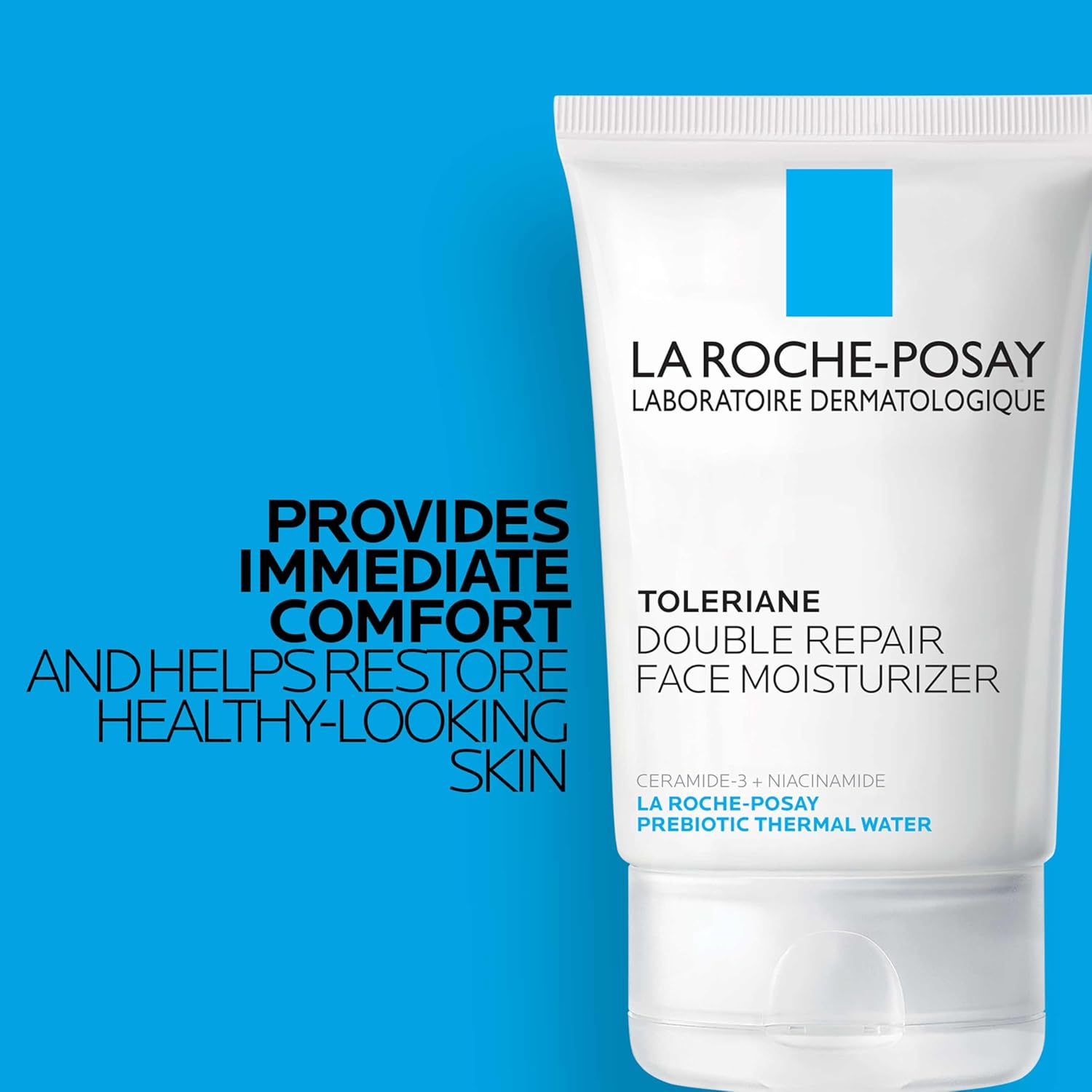 la roche posay toleriane double repair face moisturizer, daily moisturizer face cream with ceramide and niacinamide for all skin types, oil free, fragrance free