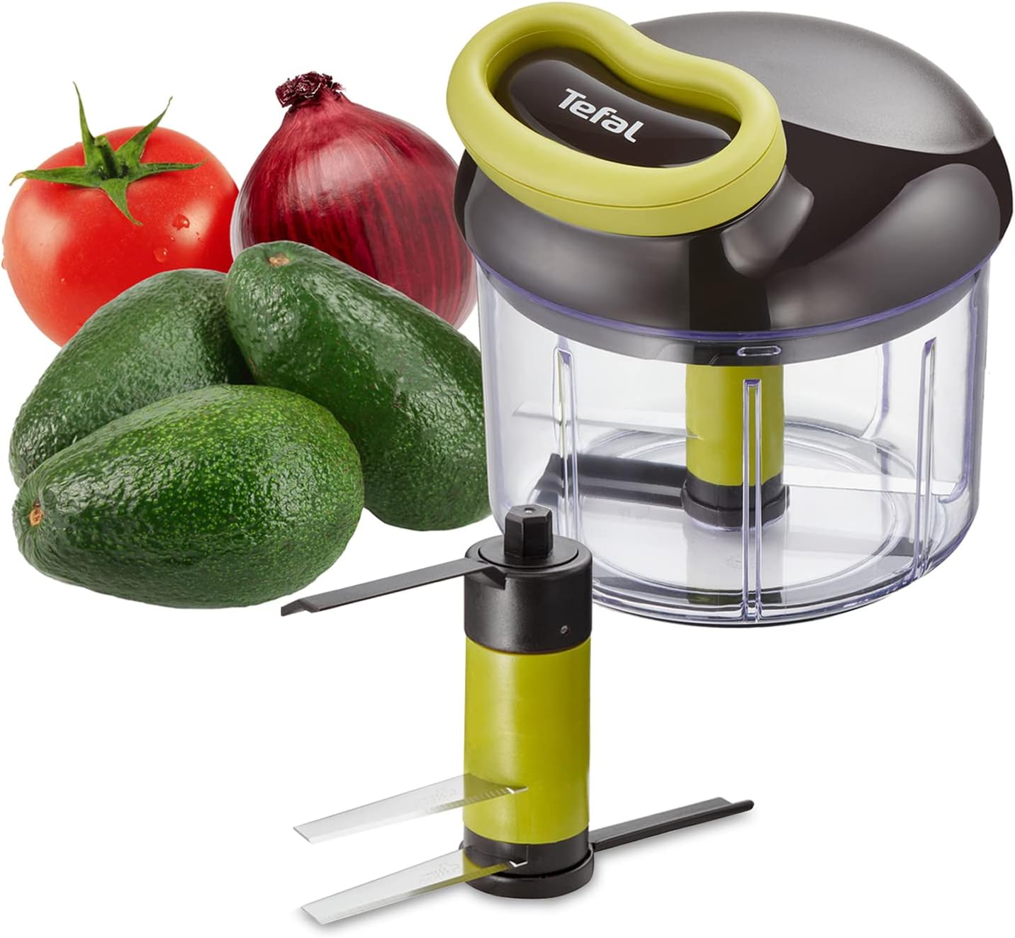 tefal 5 second chopper, 900 ml, manual food chopper and mixer, easy to use, stainless steel blades, safe to use, versatile results, vegetables, onions, hummus, guacamole, herbs and nuts, k1320404