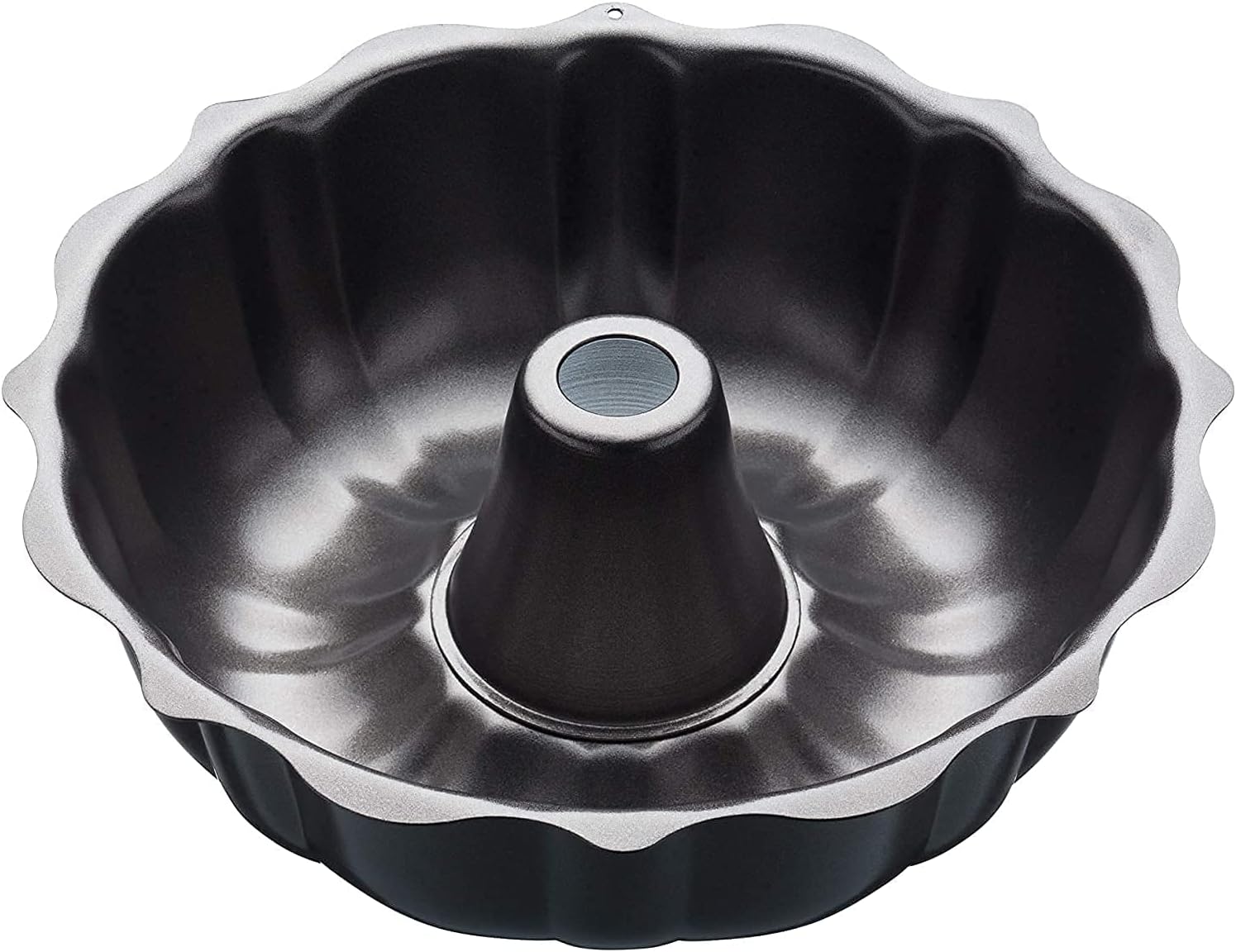 alissa 10 inch bundt fluted non stick cake pan round mold leakproof bakeware oven (black)