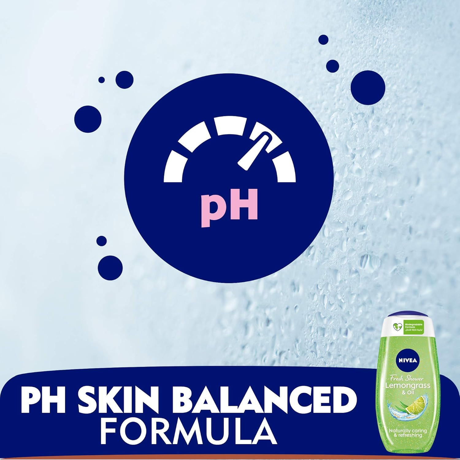 nivea shower gel body wash, lemongrass & oil caring oil pearls lemongrass scent, 250ml