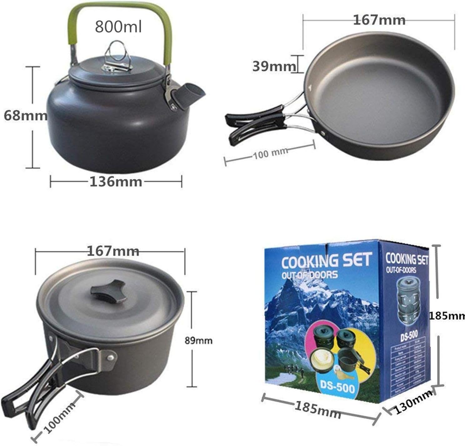 9pcs cookware set outdoor camping cooking kit portable nonstick lightweight pans cook set with bag