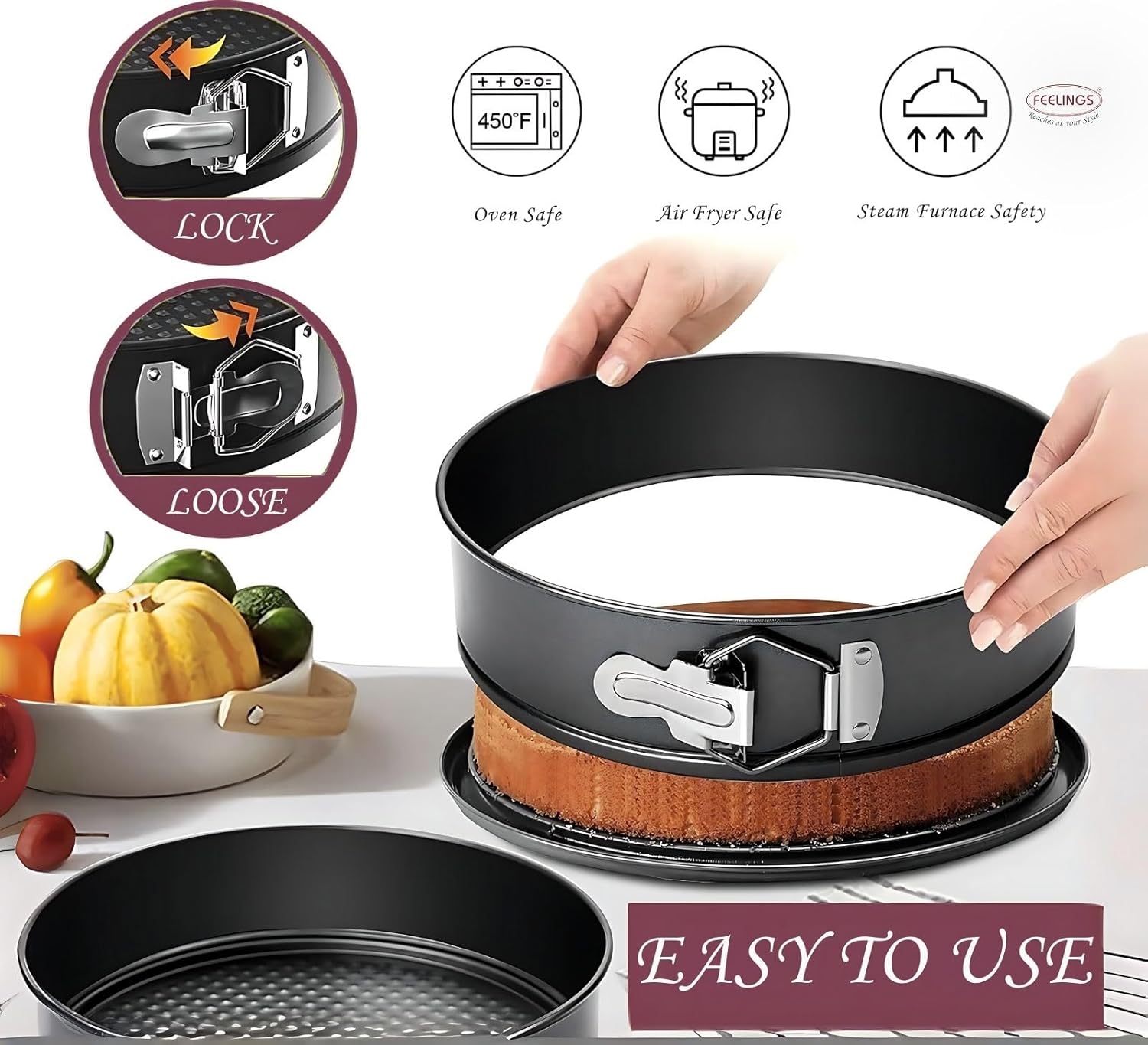 feelings spring form baking round pan, 24cm, non stick