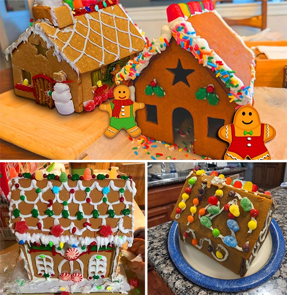 yxchome 10 piece 3d gingerbread house cookie cutters, gift box package christmas cookie cutter set