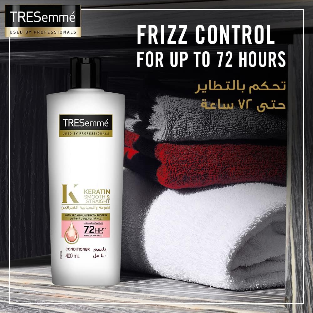 tresemmé keratin smooth and straight shampoo with argan oil, 400ml (pack of 2) + tresemmÉ keratin smooth and straight conditioner, 400ml (pack of 2)