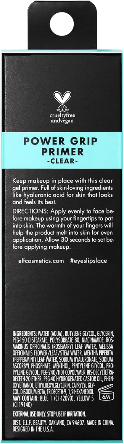 e.l.f. power grip primer, gel based & hydrating face primer for smoothing skin & gripping makeup, moisturizes & primes, 0.811 fl oz (24 ml)