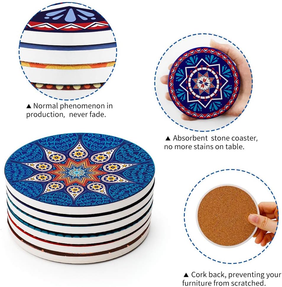 sulfar drink coasters absorbent ceramic coasters with cork base,prevent furniture from dirty and scratched, multicolor, ylyg 11