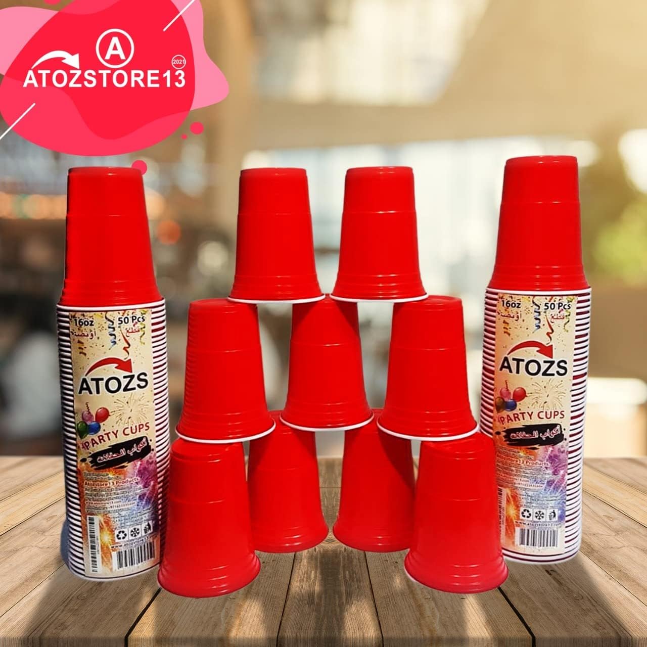 atozs 16 ounce plastic party cups red (50 pack) disposable plastic cups, red 16 ounce disposable plastic party cups, red heavy duty cups, ideal for weddings, party’s, birthdays, dinners, lunch’s.