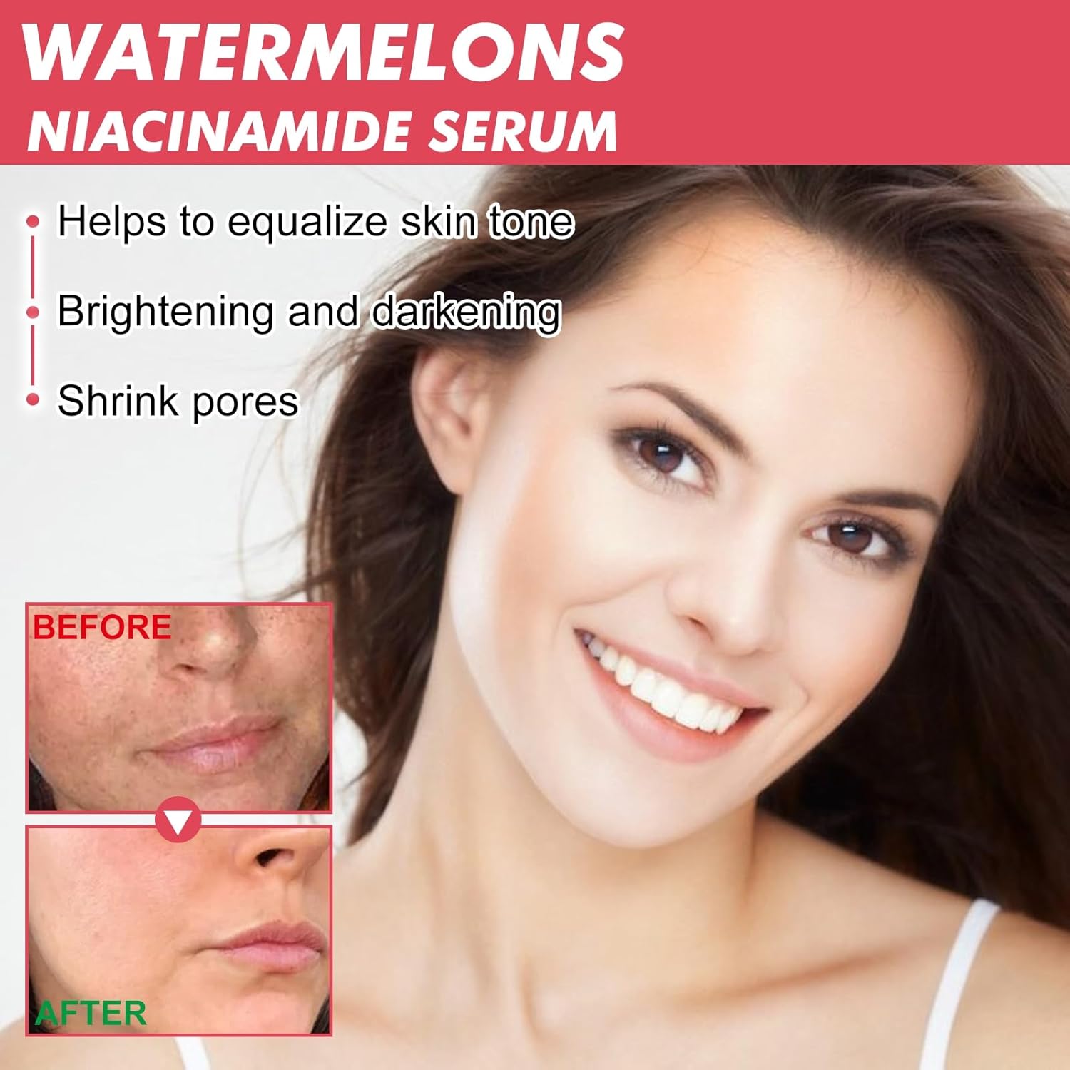 honpolo watermelons niacinamide serum hydrating, anti aging skincare with spot fade & antioxidant benefits, hydrate and replenish, firm & tighten, deeply penetrating lightweight & non greasy 60ml