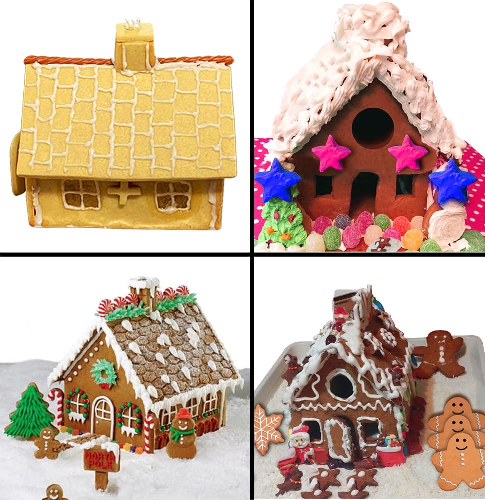 yxchome 10 piece 3d gingerbread house cookie cutters, gift box package christmas cookie cutter set