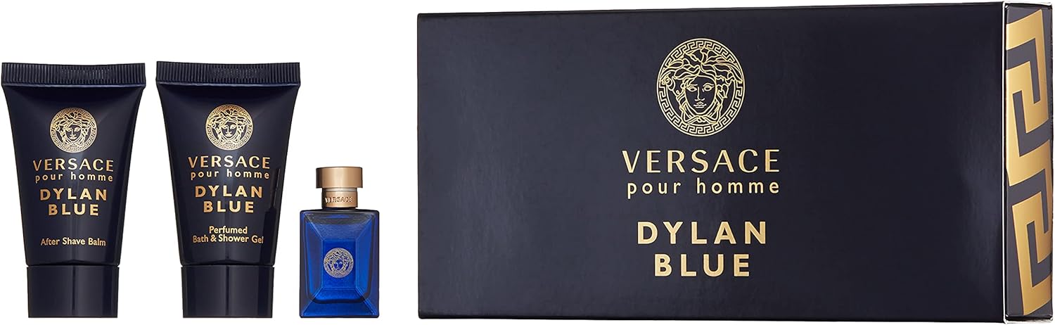 versace dylan blue for men, 3 piece mini set