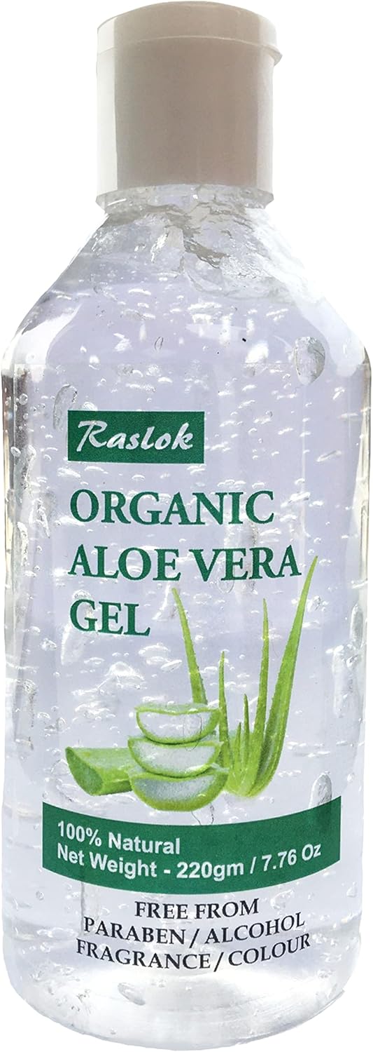 raslok aloe vera gel | 100% pure natural aloe gel for moisturizing face skin & hair care,durable moisturizing hydrating soothing, non sticky (7.76 oz)