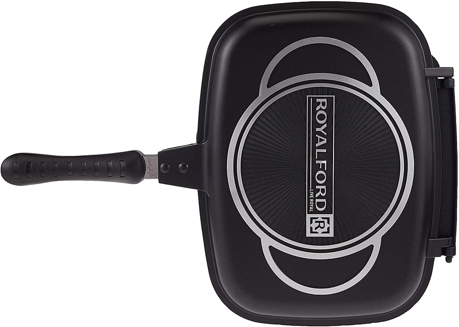 royalford double grill pan, black 32 cm, rf5515