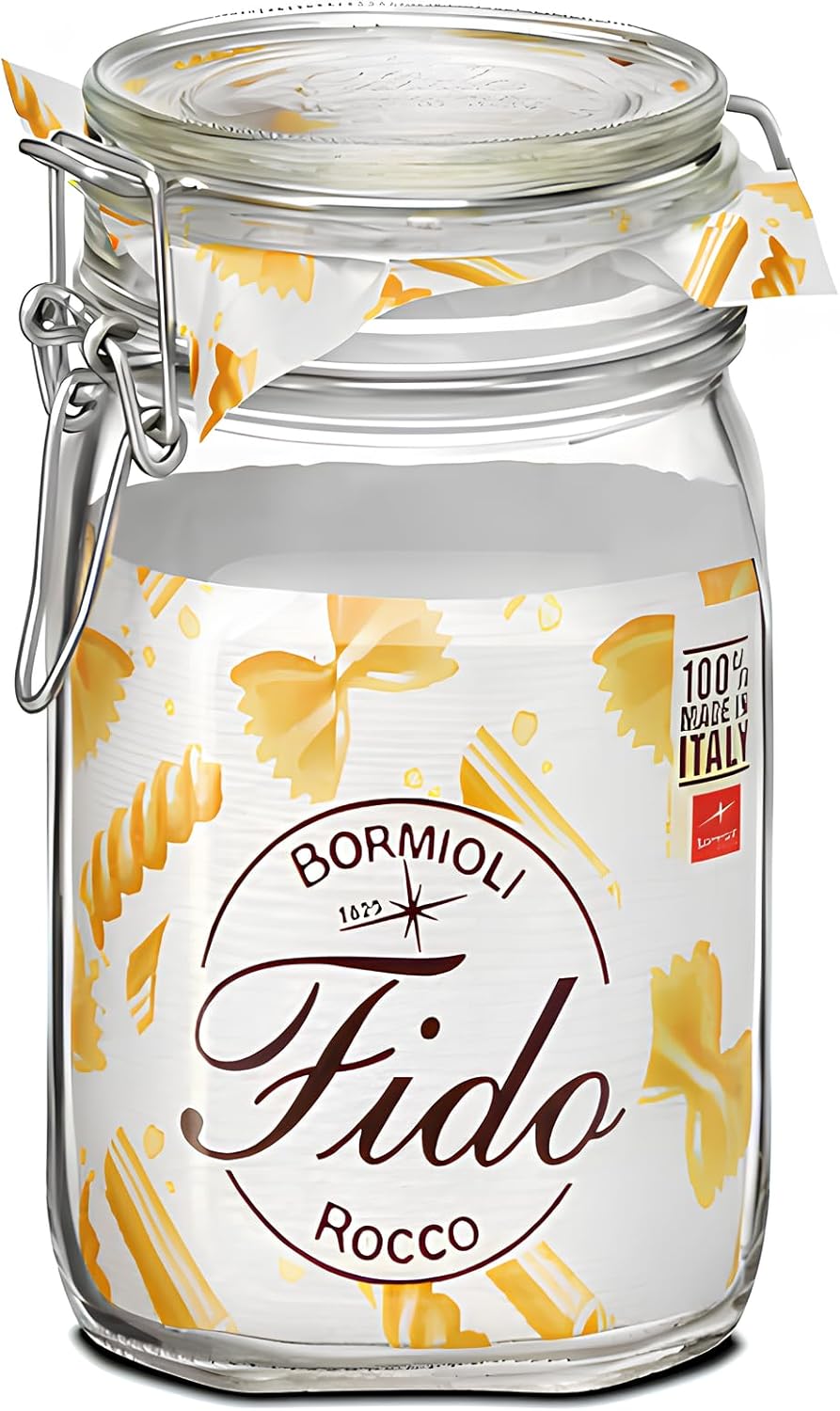 bormioli rocco fido clip jar, clear, 1 litres, brr.gw007985