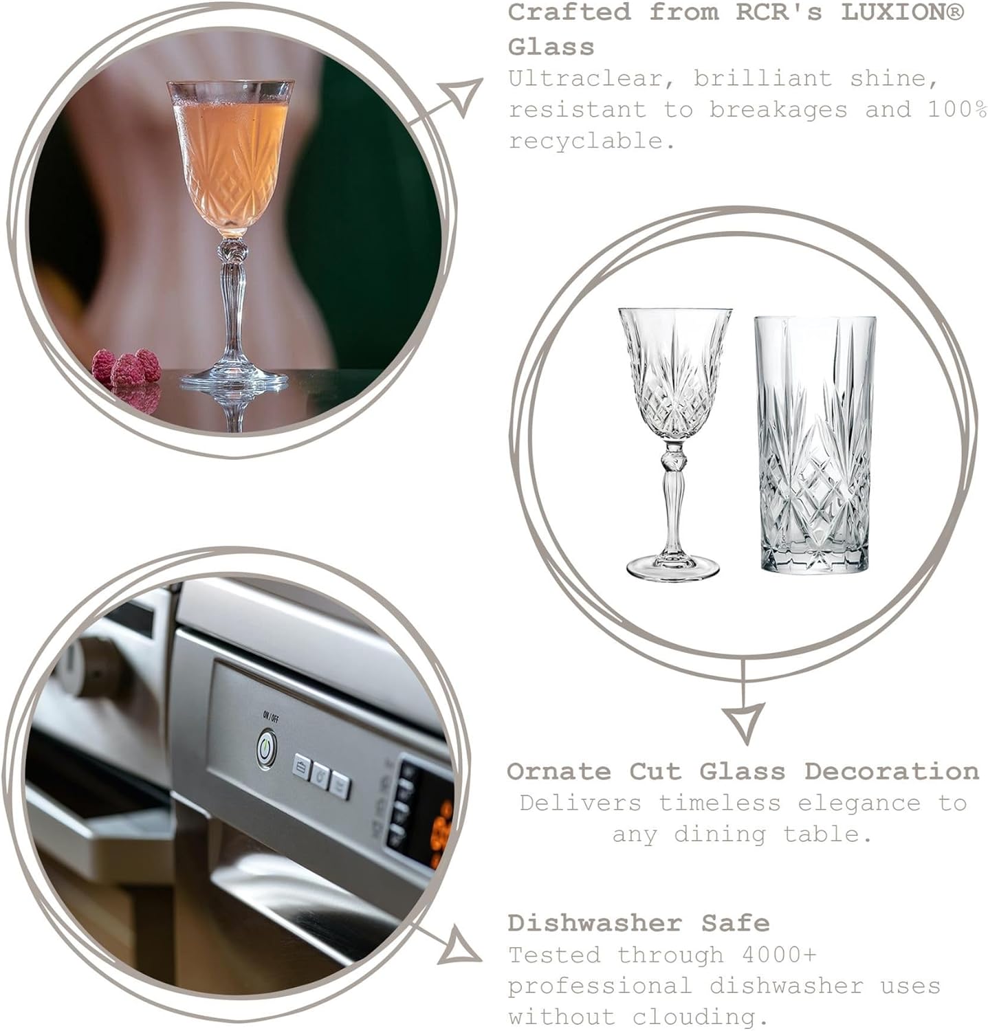 rcr 25600020006 melodia crystal champagne flutes glasses, 160 ml, set of 6 transparent