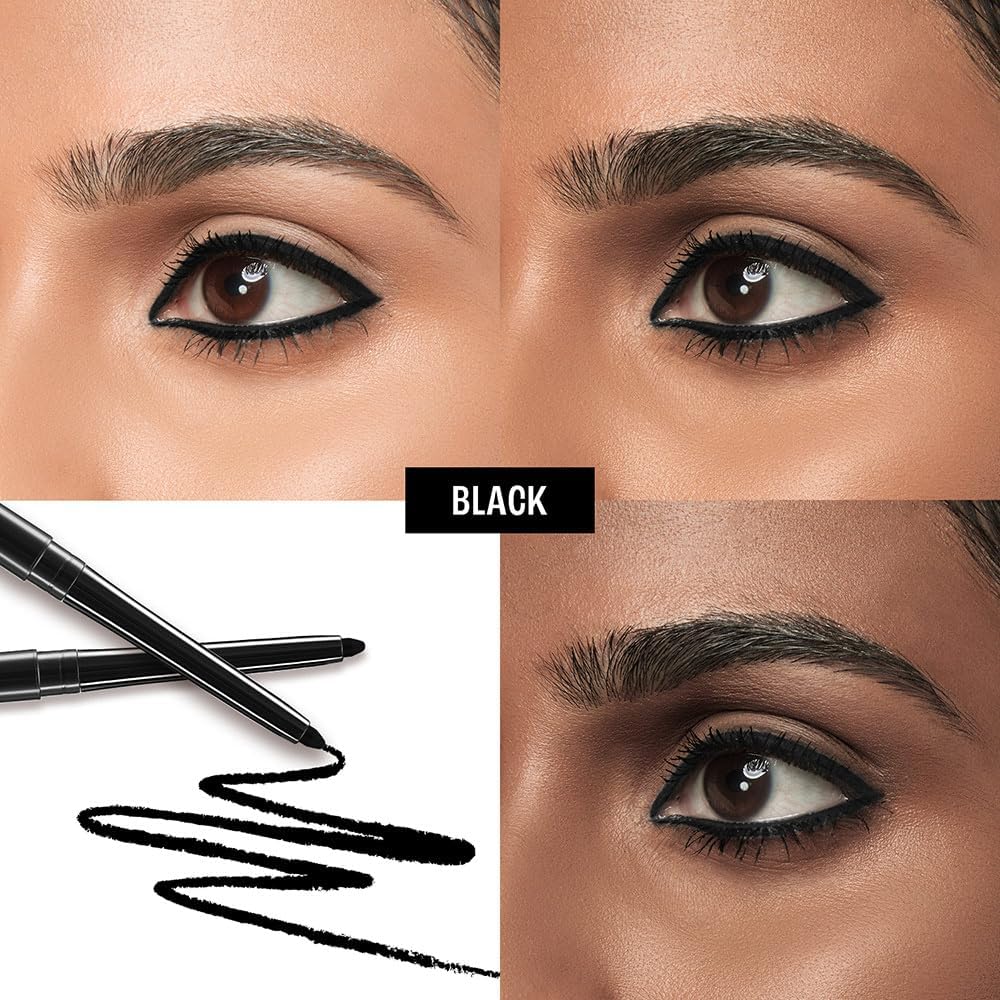 lakmÉ eyeconic black kajal, matte kohl liner in a twist up pencil waterproof, smudge proof & long lasting eye makeup, 0.35 g