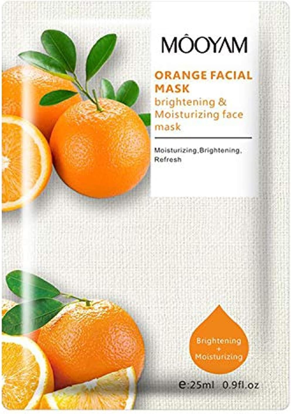 mooyam set of 10 revitalizing variety pack sheet masks, daily face masks, hydrate & nourish skin, skincare favorite (orange)