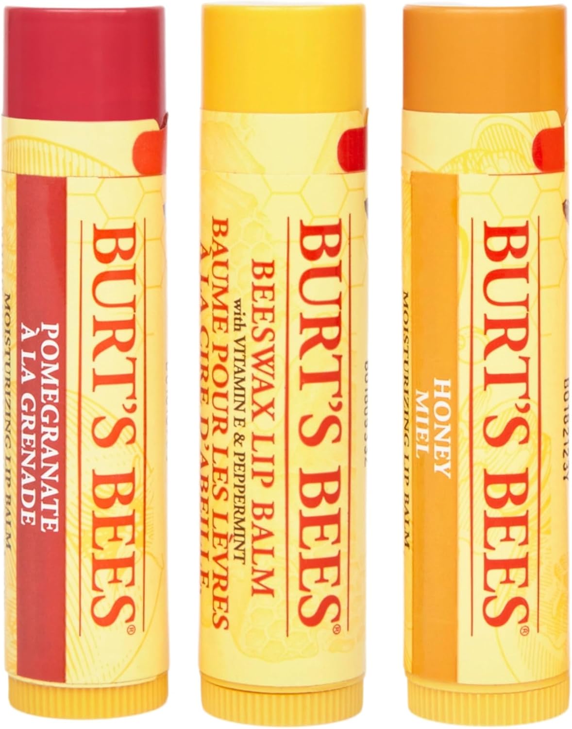 burt's bees lip balm gift set, beeswax, honey & pomegranate lip balms, trio tin in reusable keepsake tin, 3x4.25g