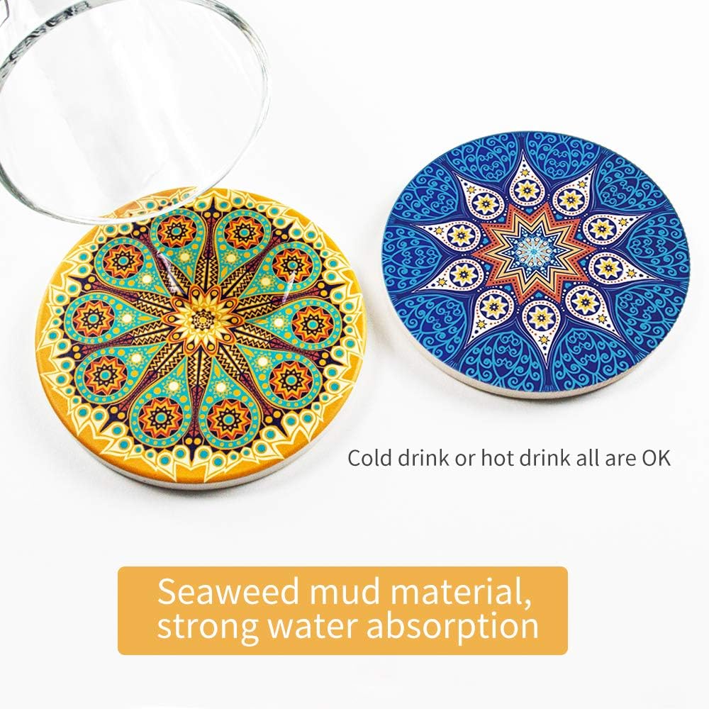 sulfar drink coasters absorbent ceramic coasters with cork base,prevent furniture from dirty and scratched, multicolor, ylyg 11