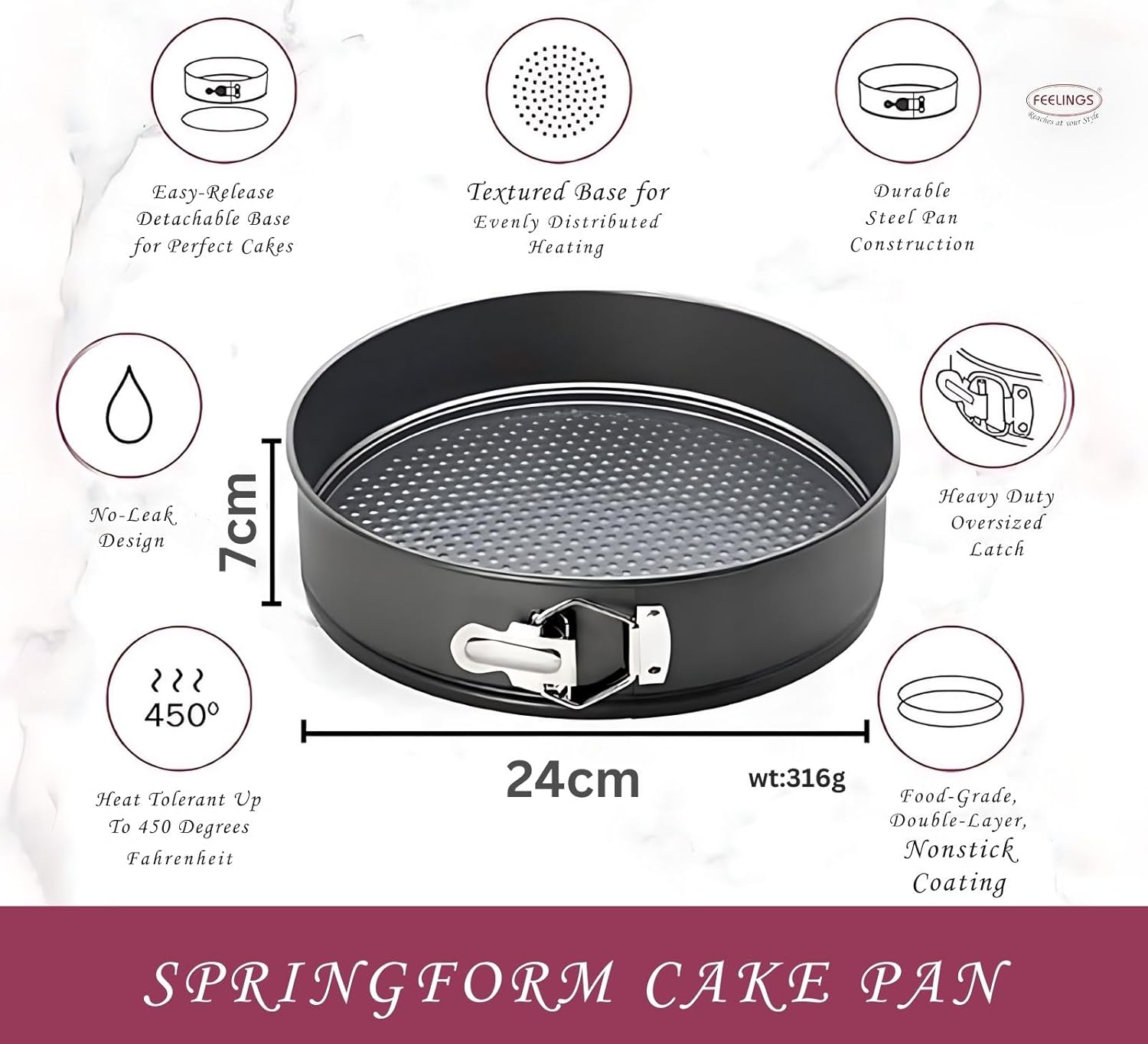 feelings spring form baking round pan, 24cm, non stick