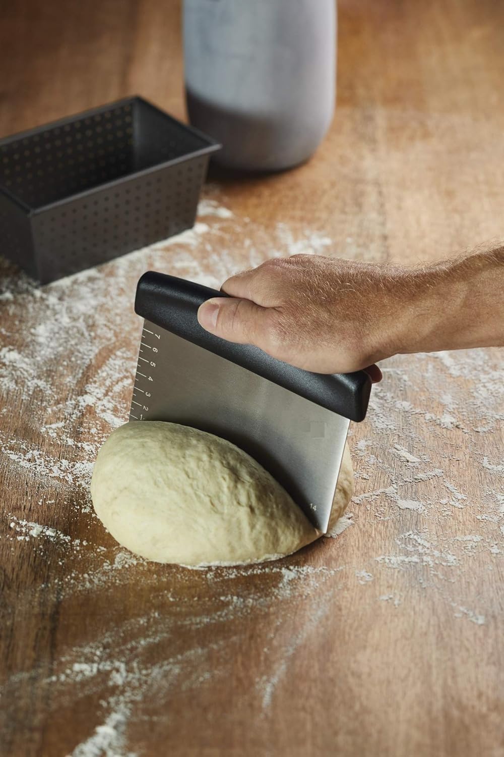 shinzy stainless steel bench scraper dough cutter bread pizza pastry cookie cake smoother with measuring scale cutting knife chopper silver 6 inch whd1170 srk