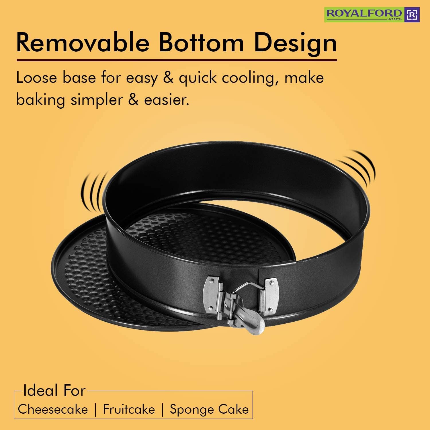 royalford non stick quick release springform cake tin with loose base, 24 cm