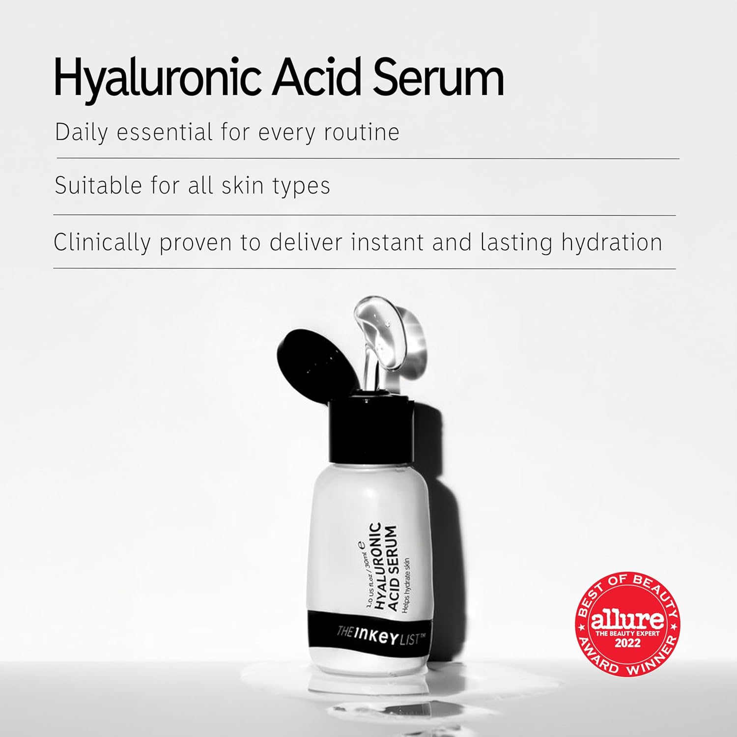 the inkey list 2% hyaluronic acid hydrating serum to plump and smooth skin for all skin types,30ml