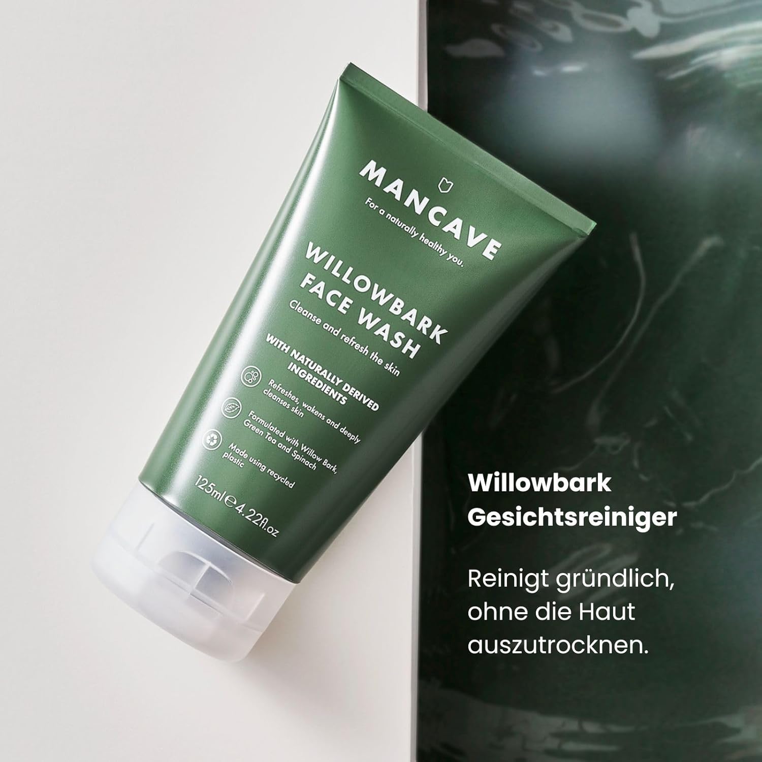 mancave originals skincare gift set with 3 key skin care essentials with face wash, face scrub and moisturiser for men, vegan, natural formulations, tubes made from recycled plastics, made in england