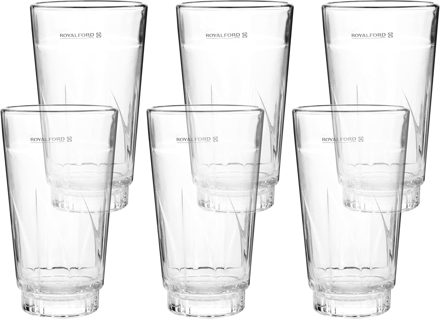 royalford glass set 6 pieces, clear
