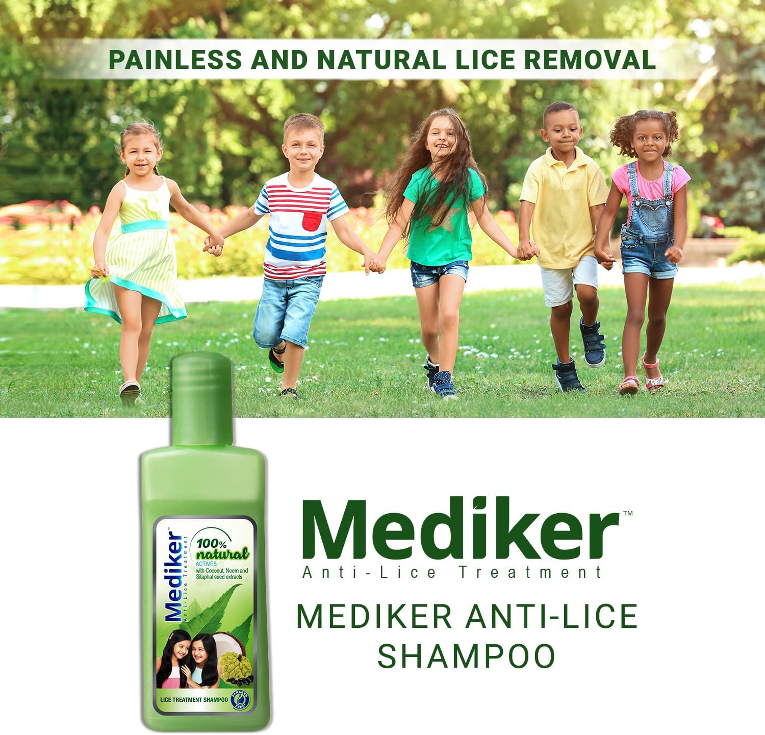 mediker anti lice treatment shampoo with neem & coconut for lice & eggs | relieves itching from lice bite & prevents re infestation | painless lice removal | safe for children | 50 ml